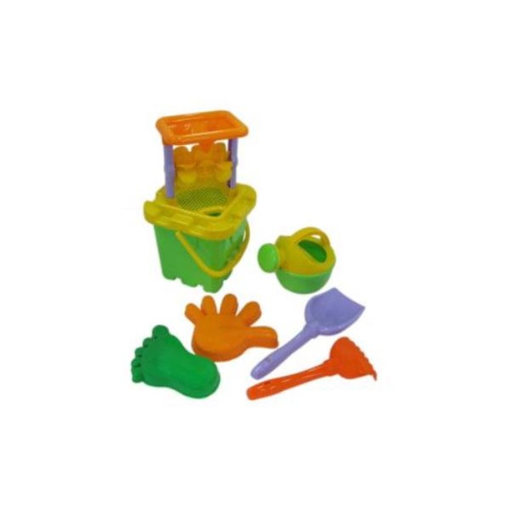 Set galeata mare cu accesorii pentru nisip, Multicolor