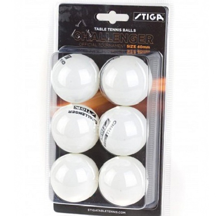 Set 6 mingi de ping pong, Stiga, Alb
