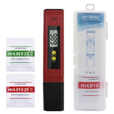 Tester PH digital, Darklove, Afisaj LCD, Precizie ridicata, test de apa, 0,00-14PH, Cu 2 Solutii Calibrare, ABS, Pentru apa potabila, hidroponica, acvarii, piscine, bazine de inot, 15.5x3.1cm, Rosu