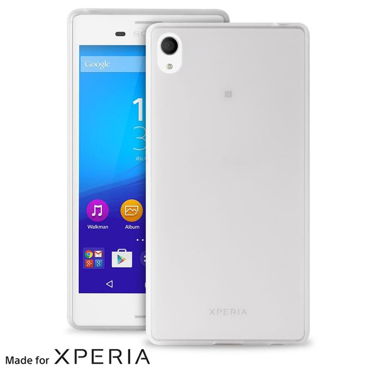 ND38_SNYXM4AQUA03TR PURO Ultra Slim 0.3 Cover MFX - Tokkészlet + képernyővédő fólia Xperia M4 AQUA-hoz (félig átlátszó)