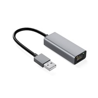 Adaptor ethernet, Darklove, USB 2.0/RJ45, 100 Mbps, cablu 17.5 cm, 6x2.4x1.5cm, Aliaj de aluminiu, Gri
