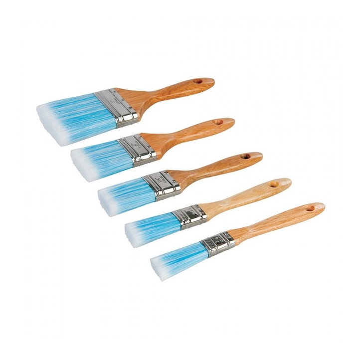 Set de 5 pensule sintetice, Silverline, 19, 25, 40, 50 si 75 mm, maner 143mm, Silverline