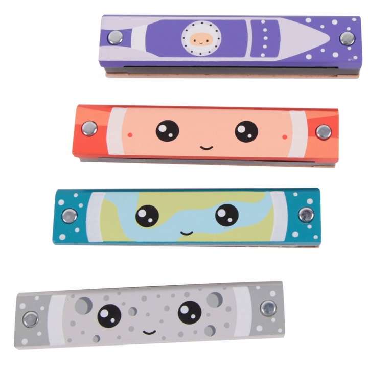 4 db-os hangszerkészlet, fém, többszínű