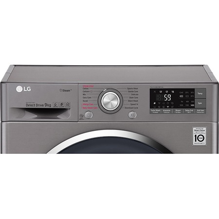 Masina de spalat rufe LG F4J7VY2S, Direct Drive, SpaSteam, Turbowash, Wifi, 9 kg, 1400 RPM, Clasa A+++, 60 cm, Argintiu