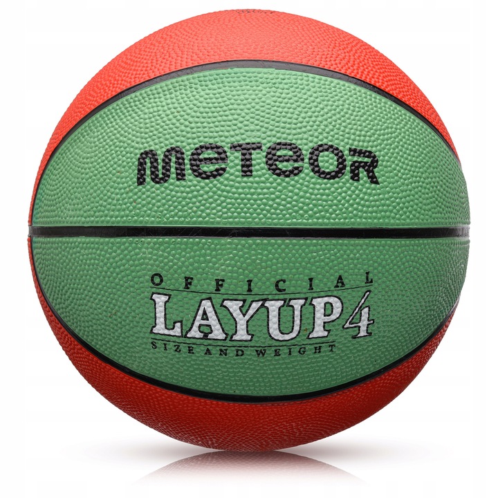 Minge Baschet, Meteor, Layup 4, Durabila Si Antiderapanta, Ideala Pentru Sala Si Terenuri Exterioare, Prindere Precisa, Rebound Dinamic, Culori Vii Pentru Vizibilitate, Rosu/Verde