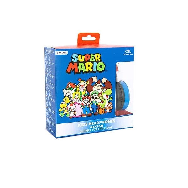 Casti pentru copii Super Mario, 85 dB, 3-7 ani, Rosu/Albastru