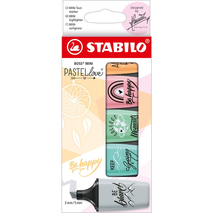 STABILO Boss Mini Pastellove Szövegkiemelő készlet, Vegyes színű, 5 db