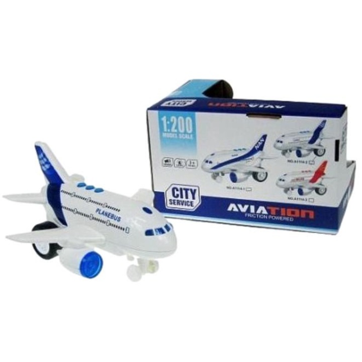 Avion de jucarie cu lumini si efecte sonore, City Service, 3ani+, 19cm, Alb/Albastru