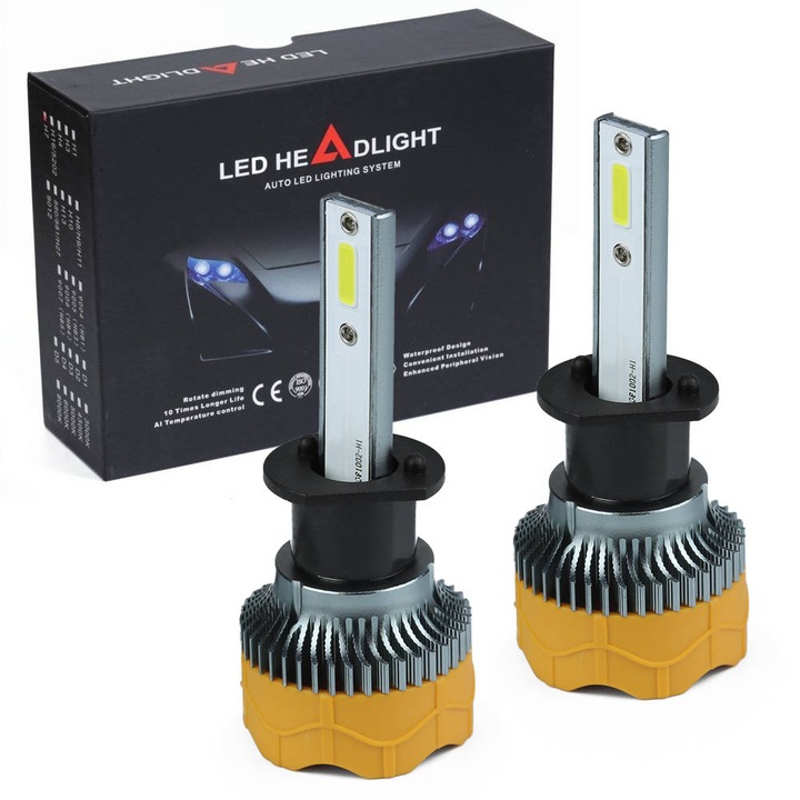Set 2x becuri auto LED H1, Interlook, 80W, 20000 lm