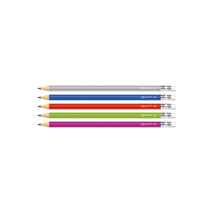 Grafitceruza HB, radíros, színestestű, Connect 72 db/csomag