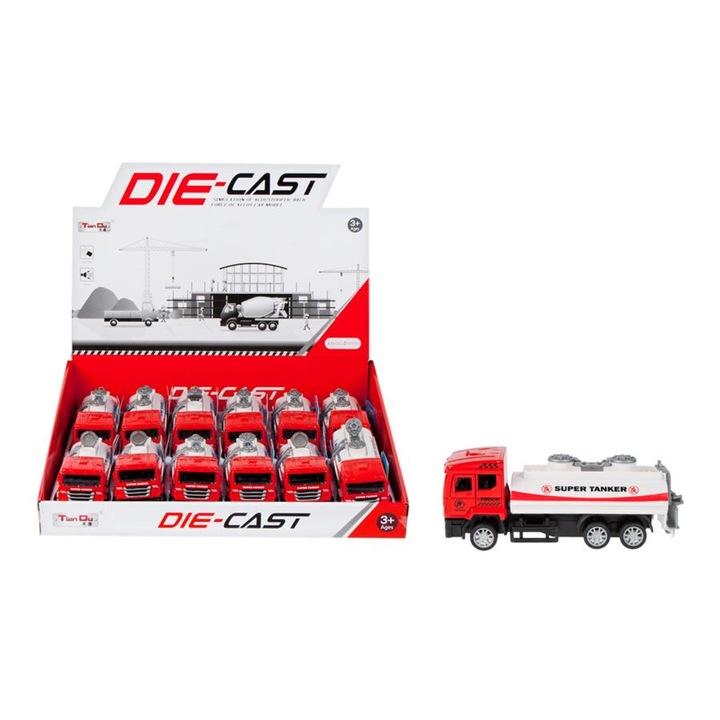 Masinuta jucarie, Plastic, Rosu/Alb