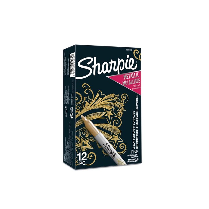 Комплект от 12 маркера, Sharpie, Перманентен, Златист