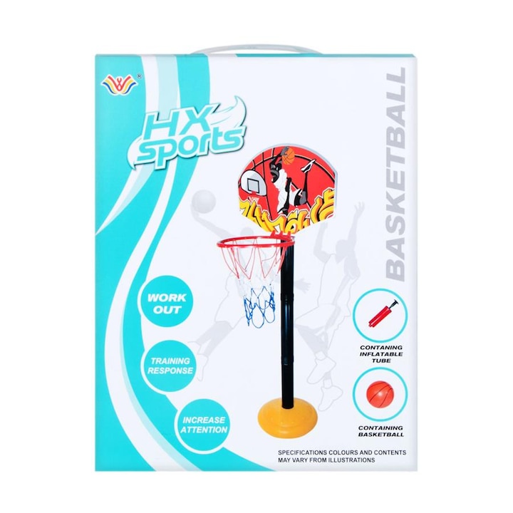 Комплект баскетболен кош + топка + помпа детски 28х36х7 см