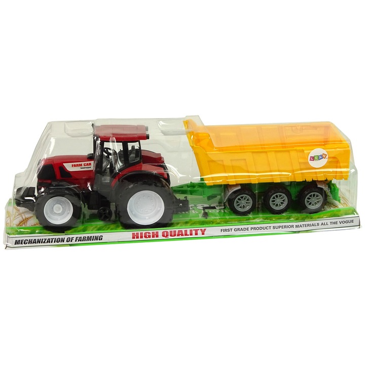 Tractor + basculanta, 50 cm, Rosu/Galben