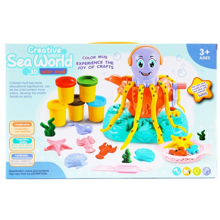 Комплект пластелин/форми, Mega Creative, Plastic, 3 години+, Multicolor