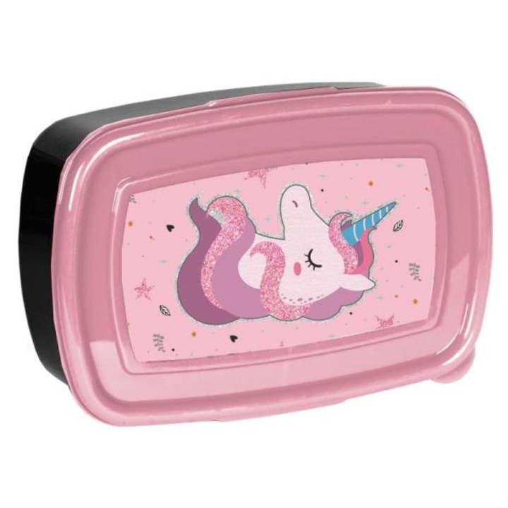 Cutie mic dejun Unicorn, Paso, Polipropilena, 750 ml, Roz/Negru