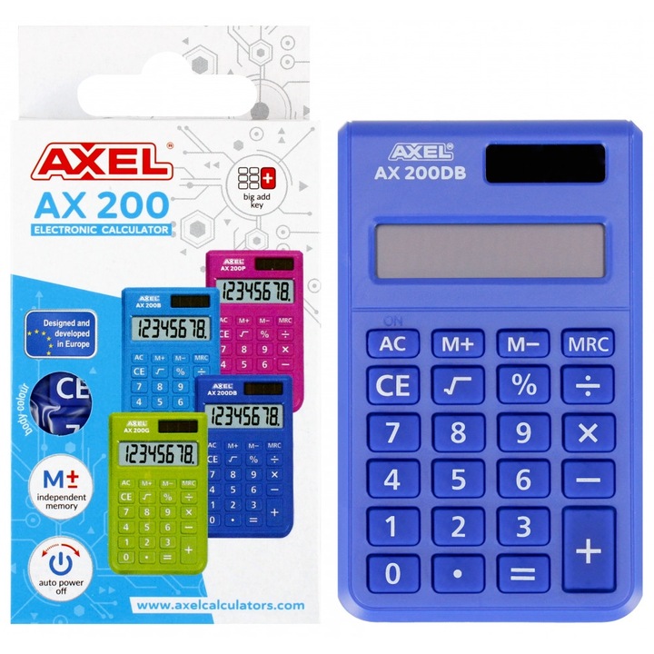Calculator de birou, Axel, 8 cifre, 6x10x1 cm, Albastru