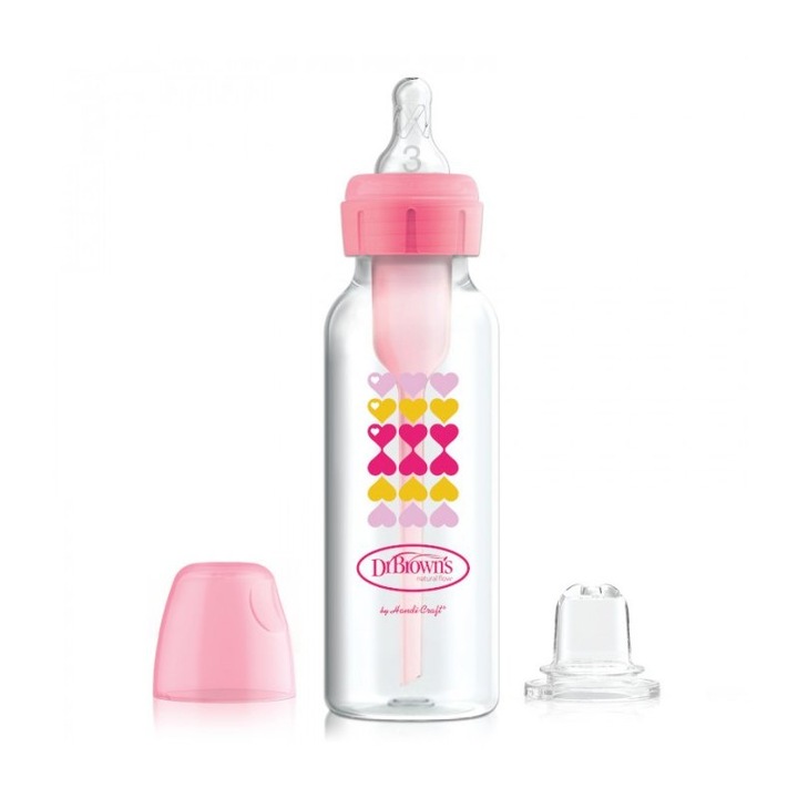 Set biberon si tetina pentru tranzitie, Dr. Brown's, 250 ml, Multicolor