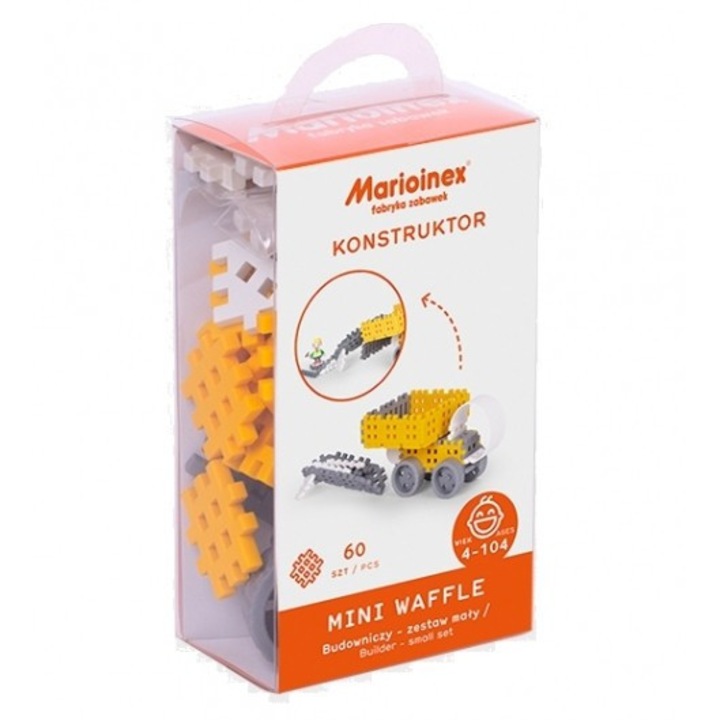 Marioinex Mini Waffle Builder Small Gofri építőjáték készlet, Munkagép, 60 db, 3+ év, többszínű