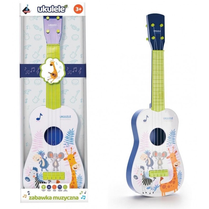 Ukulele gitár, 3 év+, Magasság 60cm, Zöld