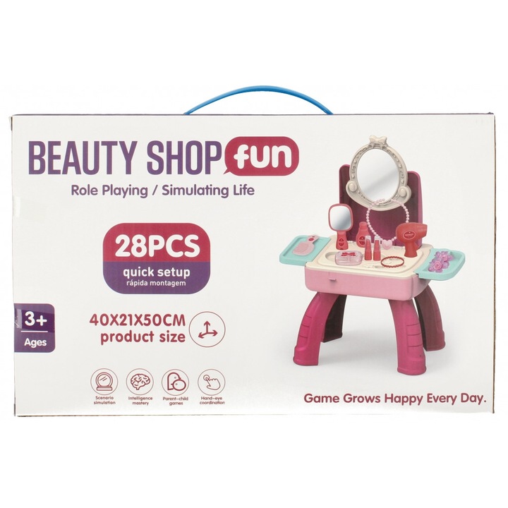 Тоалетка, Mega Creative, 40 x 21 x 50 см, 28 части, 3 години, Многоцветни