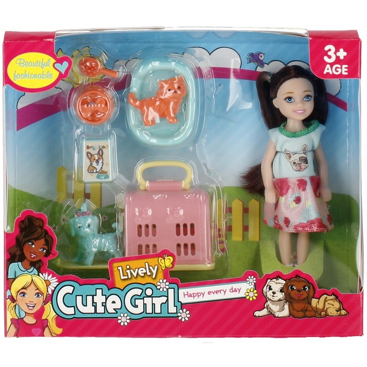 Babakészlet háziállatokkal, Műanyag, 21 x 18 x 6 cm, Többszínű