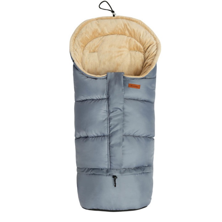 Sac de dormit, Sensillo, Poliester, 80/100x45 cm, Gri/Bej, Varsta 0+