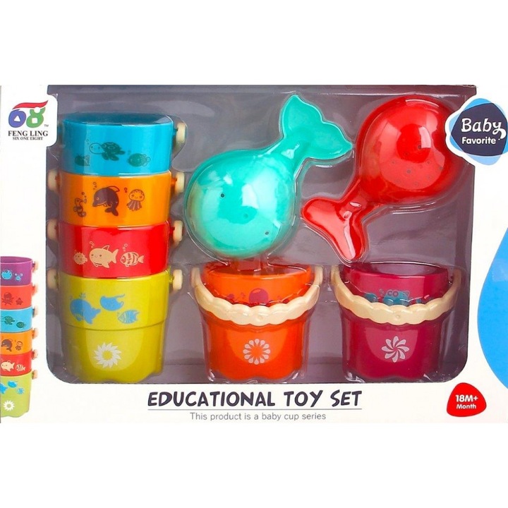 Fürdőjáték készlet babáknak, 33x23x10cm, 18m+, Többszínű