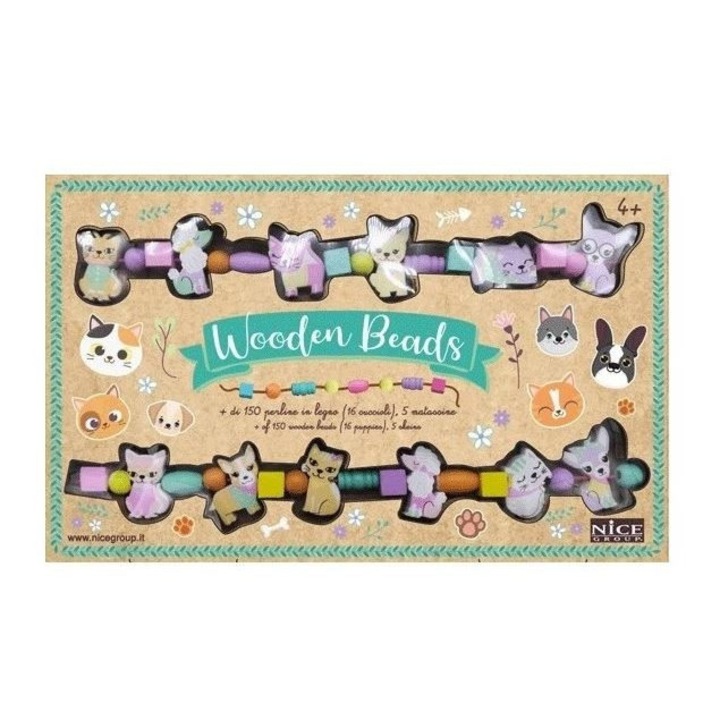 Set de margele din lemn - Puppies