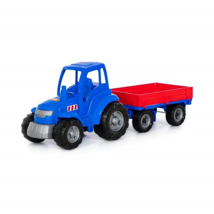 Tractor cu remorca, Polesie, Albastru/Rosu