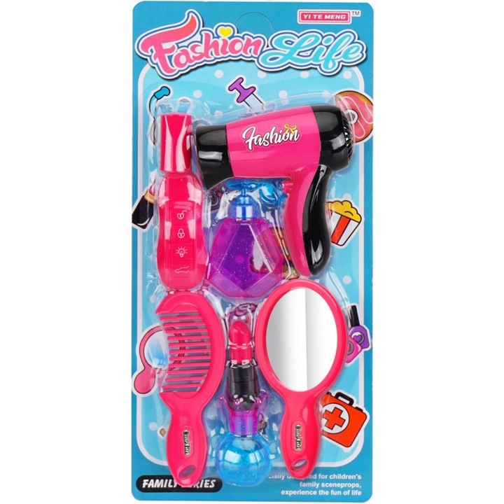 Комплект играчки фризьор за момичета, Mega Creative, Пластмасов, Многоцветен, 3+ години