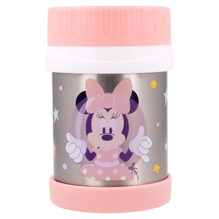 Termosz tartály darukhoz, Minnie Mouse, Rozsdamentes acél, 284 ml, Rózsaszín
