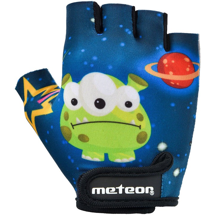Manusi Bicicleta Copii, Meteor, Cosmic, Pentru Copii Junior, Cu Velcro Ajustare, Previn Bataturile, Sigur Pentru Maini, Design Estetic, 10,7x7x17x14x2 cm, Multicolor