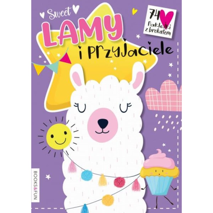 Книжка за оцветяване със стикери, Sweet Lama and Friends, с блясък вътре