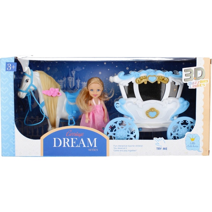 Baba lovas kocsival, 39 x 18 x 13 cm, Többszínű