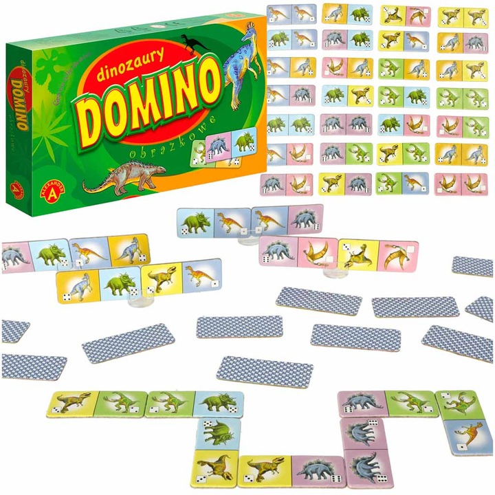 Joc Domino cu dinozauri, Alexander, Multicolor