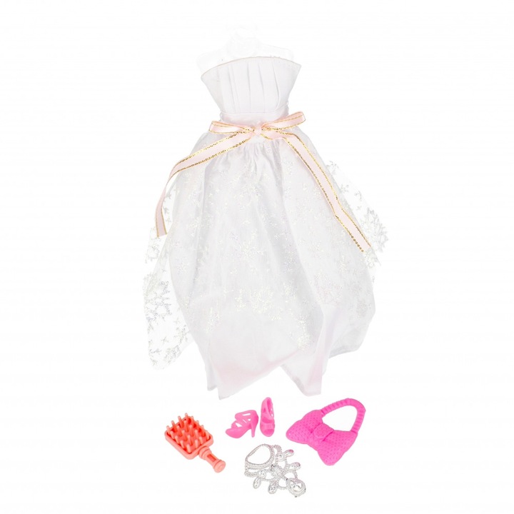 Комплект рокля + аксесоари за кукла, Mega Creative, Пластмаса/Текстил, Многоцветен