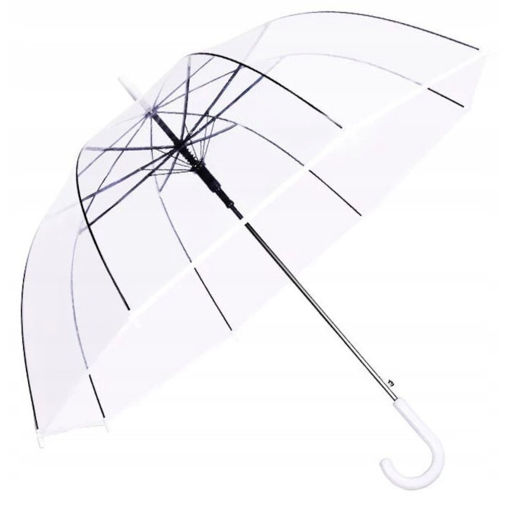 Átlátszó esernyő, Fém, 93 x 71,5 cm, Átlátszó/ Fekete