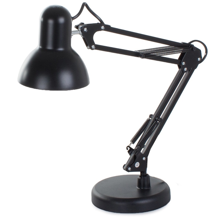 Lampa de birou pentru masa de desen E27 TOBI Black + suport pentru blat, LUMILED