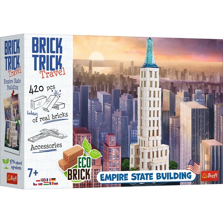 Конструктор Empire State Building, Trefl, Wood, 7 години+, 420 части, Cream/Blue