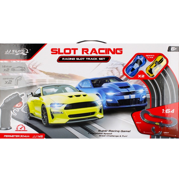 Set pista/masina de curse, Plastic, 304 cm, 6+ani, Multicolor