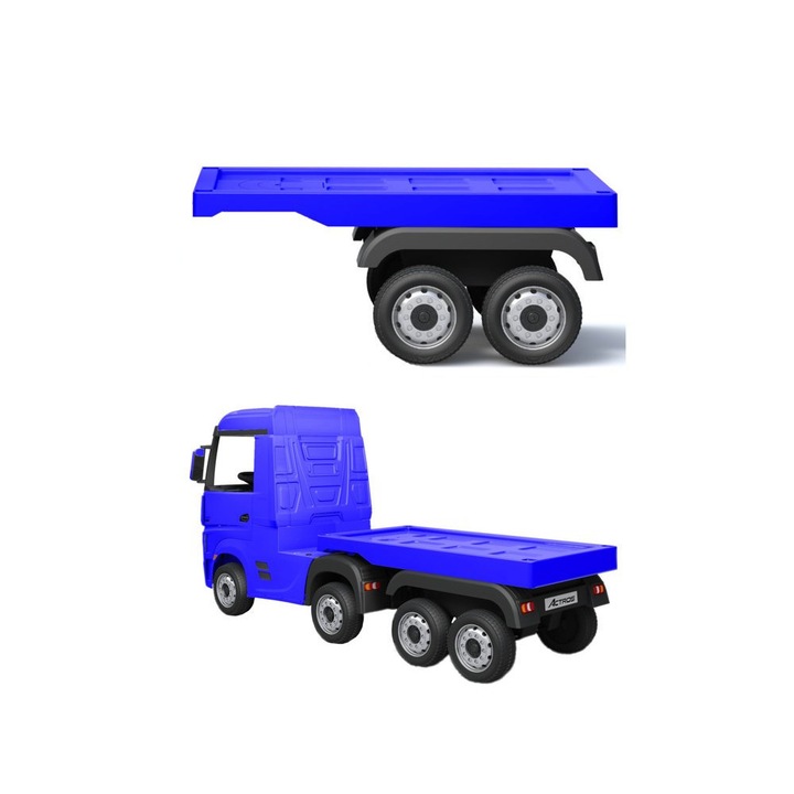 Mercedes Actros kék akkumulátoros jármű utánfutó