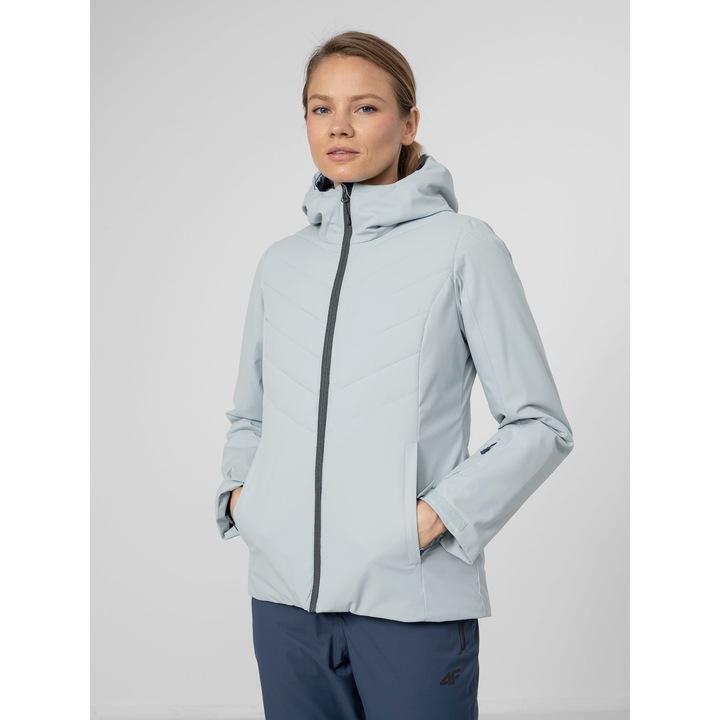 Jacheta de schi pentru femei, 4F, H4Z22 KUDN003 34S, Poliester, Albastru deschis, Albastru deschis, S
