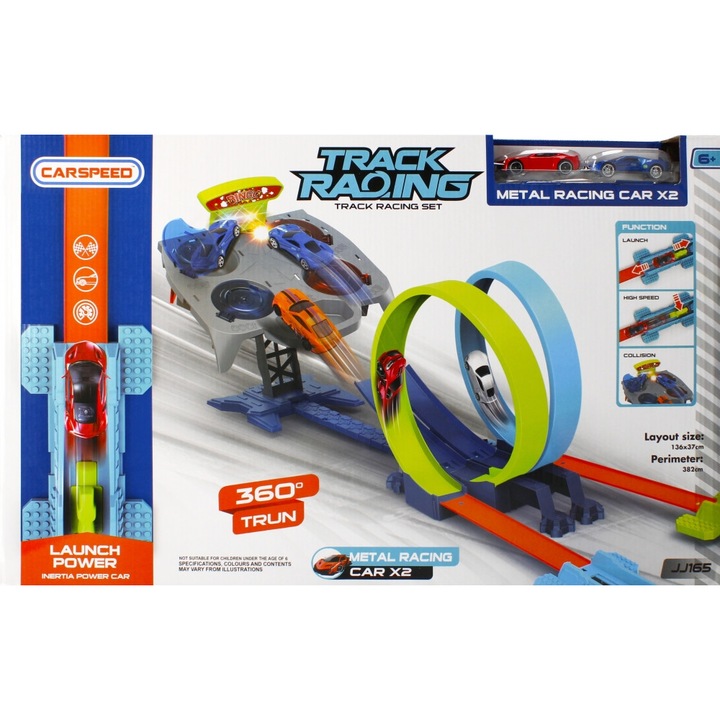 Set pista/masina de curse, Plastic/Metal, 382 cm, 6+ani, Multicolor