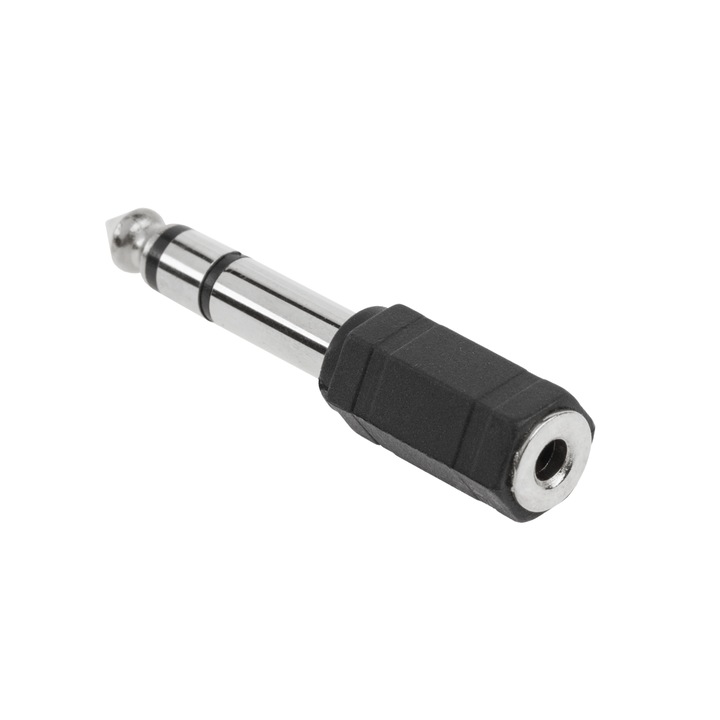 Conector Jack 6.3/3.5 ST, Cabletech, Negru/Argintiu