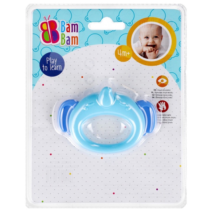 Jucarie dentitie bebe, Bam Bam, Albastru