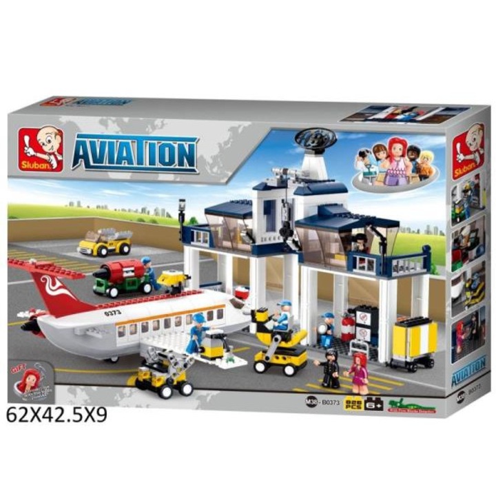 Set constructie aeroport, Sluban, Plastic, Multicolor, 826 piese
