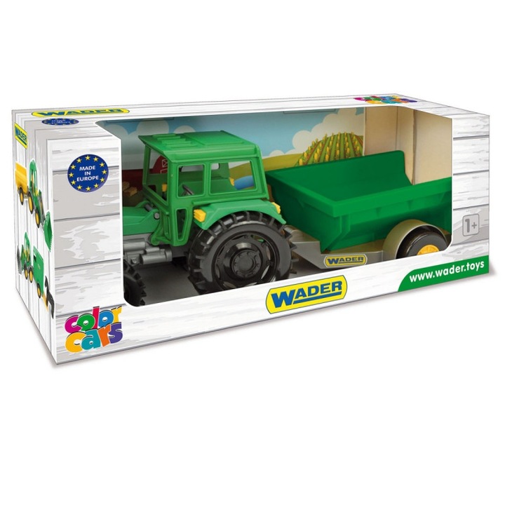 Tractor cu remorca, Wader, Plastic, 1an+, Verde