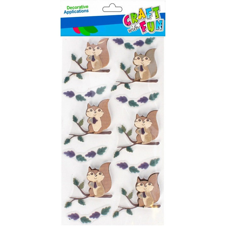 Комплект от 6 3D стикера, Craft With Fun, многоцветни