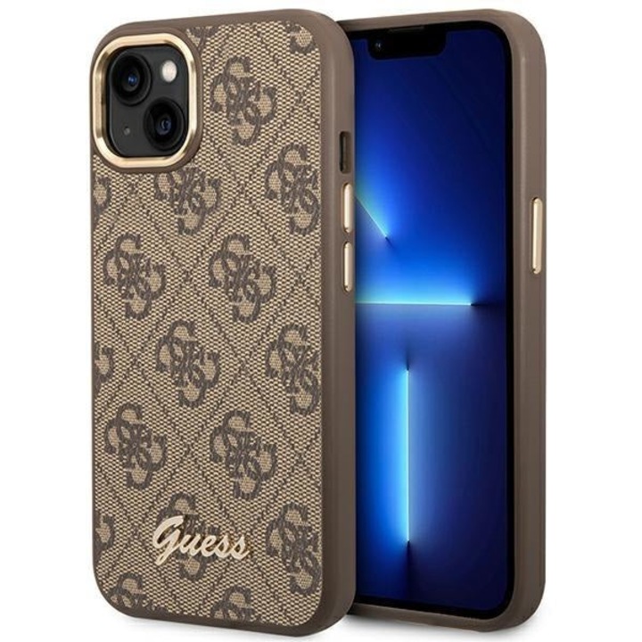 Кейс Guess GUHCP14MHG4SHW за iPhone 14 Plus 6.7", кафяв, кафяв, твърд, 4G Vintage Gold Logo